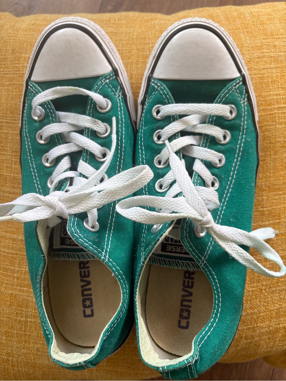 Converse Low-Top Canvas Sneakers in Teal Green